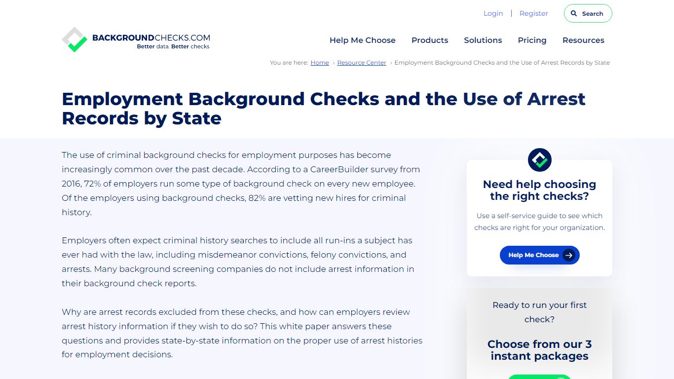 Employment Background Checks and the Use of Arrest Records by State