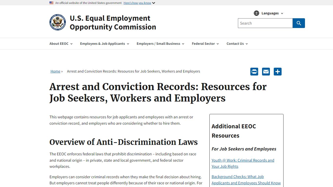 Arrest and Conviction Records: Resources for Job Seekers, Workers and ...